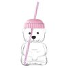 1 PCS 20 OZ Pink Little Bear Glass Straw Cup High Borosilicate Heat-resistant Glass Cup For Juice, Milk and Cold drinks