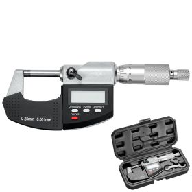 Micrometer Set, Digital Outside Micrometer 0-1 inch Measuring Range, 0.00005" Resolution, Ultra-Precision 0.0001 Accuracy, LCD Screen, in/mm Switch