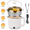 1.8L Electric Hot Pot with Ceramic Inner Liner, Dual Power 300W/600W Multi-Cooker with Steamer Rack, Auto Shut-Off Dry-Boil Protection