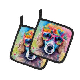 Poodle Hippie Dawg Pair of Pot Holders Kitchen Heat Resistant Pot Holders Sets Oven Hot Pads for Cooking Baking BBQ, 7 1/2 x 7 1/2