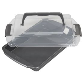 Premium Steel Non-Stick Oblong Cake Pan with Lid 13 x 9-inch Rectangular Baking Pan, Packaging May Vary