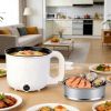 1.8L Electric Hot Pot with Ceramic Inner Liner, Dual Power 300W/600W Multi-Cooker with Steamer Rack, Auto Shut-Off Dry-Boil Protection