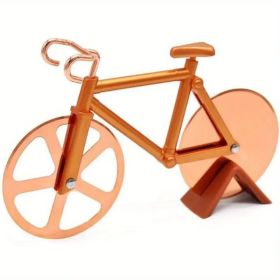 Fun-Shaped Pizza & Cookie Cutter – Bicycle-Themed Stainless Steel Tool for Kids & Adults (Color: orange)