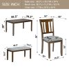 6 Piece Kitchen Dining Set, Rectangular Wooden Dining Table with 4 Upholstered Chairs and a Bench, Dining Table Set for 6 People, Living Room